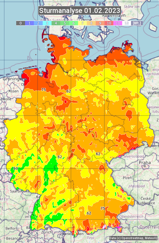 Karte mit Unwetteranalyse