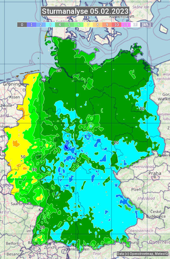 Karte mit Unwetteranalyse