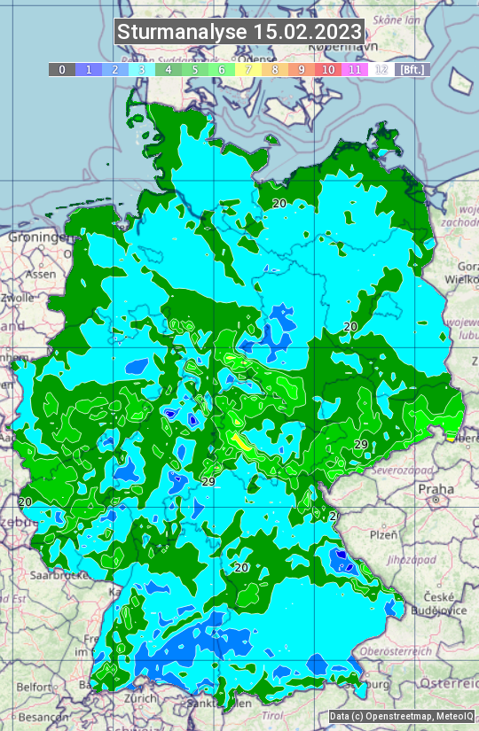 Karte mit Unwetteranalyse