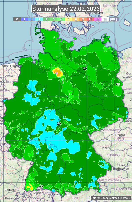 Karte mit Unwetteranalyse