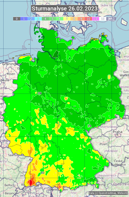 Karte mit Unwetteranalyse