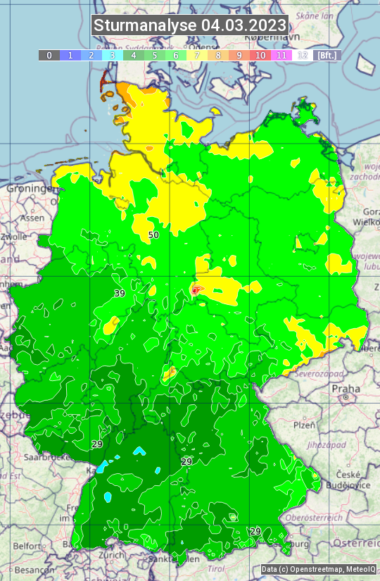 Karte mit Unwetteranalyse