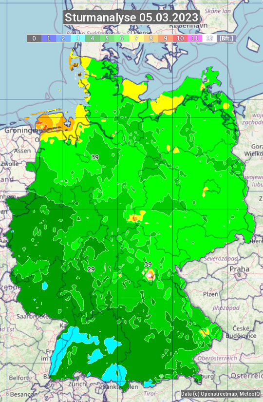 Karte mit Unwetteranalyse