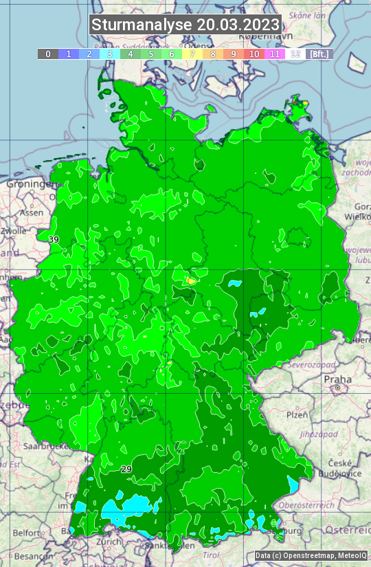 Karte mit Unwetteranalyse