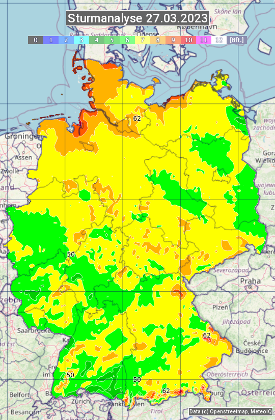 Karte mit Unwetteranalyse