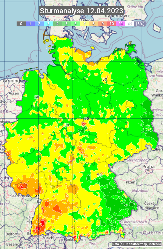 Karte mit Unwetteranalyse