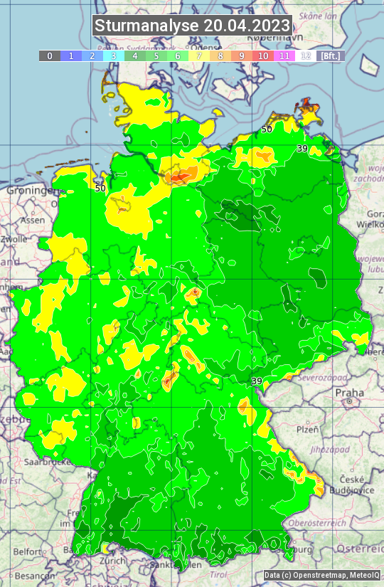 Karte mit Unwetteranalyse