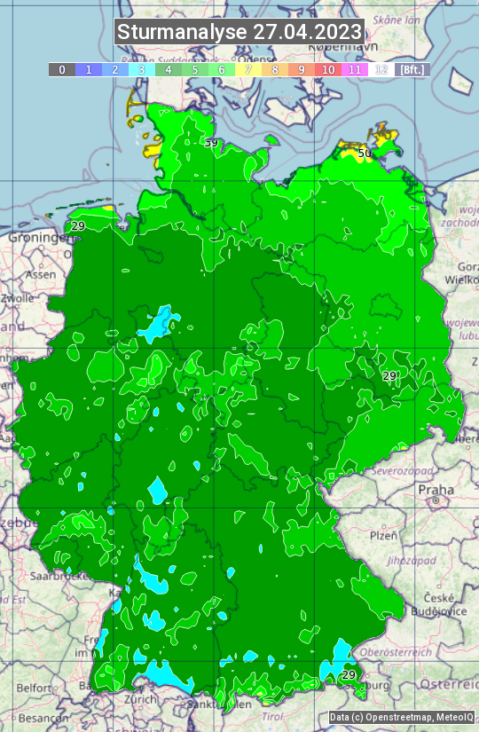 Karte mit Unwetteranalyse