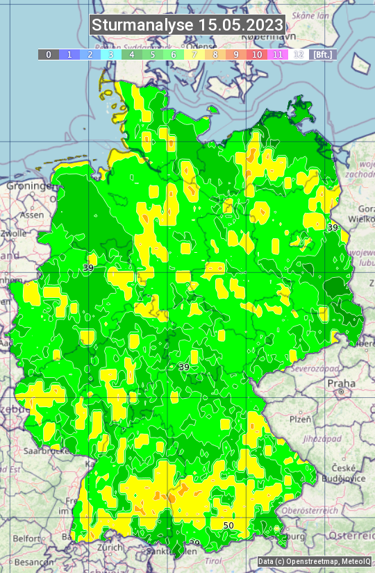 Karte mit Unwetteranalyse