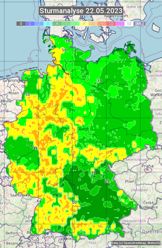 Karte mit Unwetteranalyse