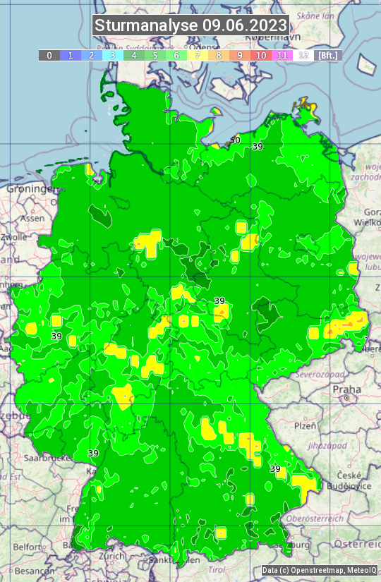 Karte mit Unwetteranalyse