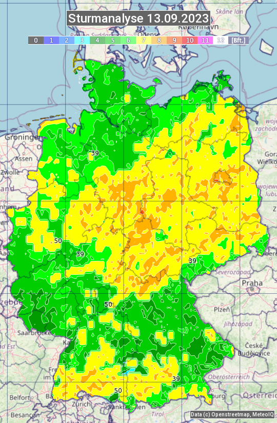 Karte mit Unwetteranalyse