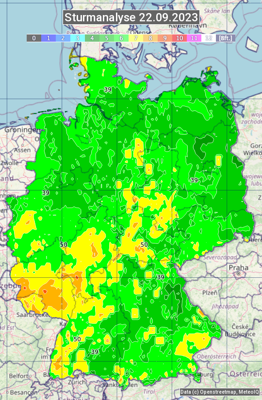 Karte mit Unwetteranalyse