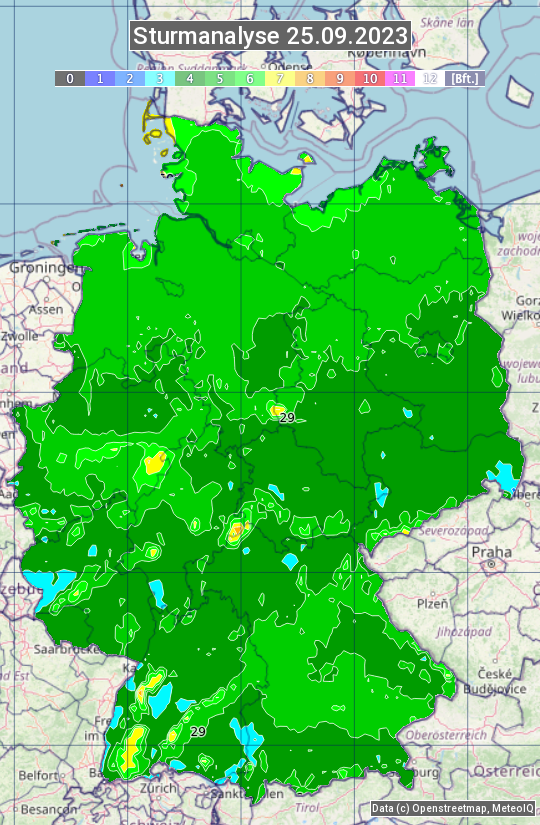 Karte mit Unwetteranalyse
