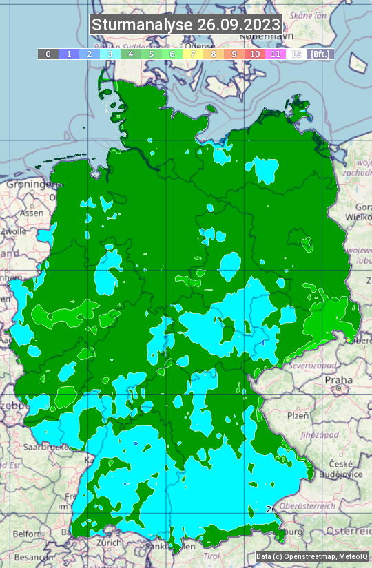 Karte mit Unwetteranalyse