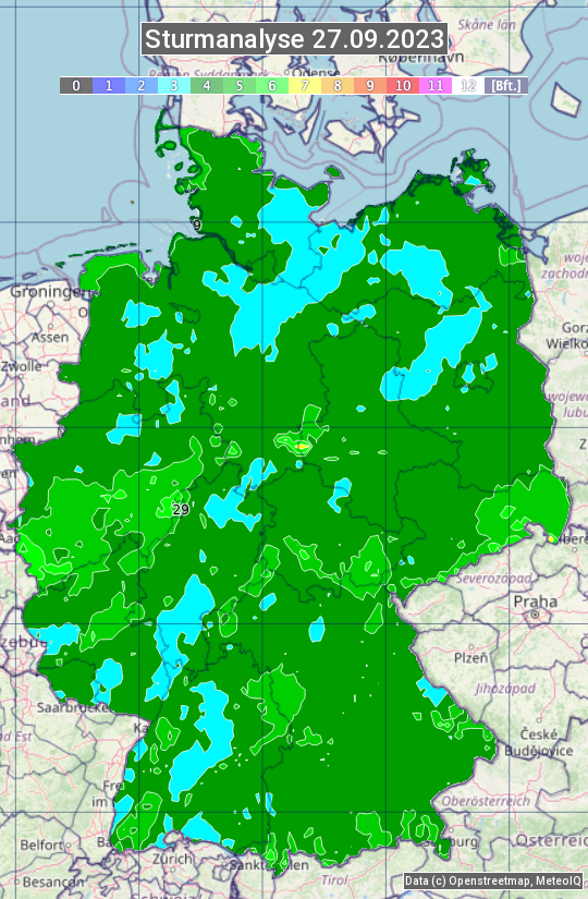Karte mit Unwetteranalyse