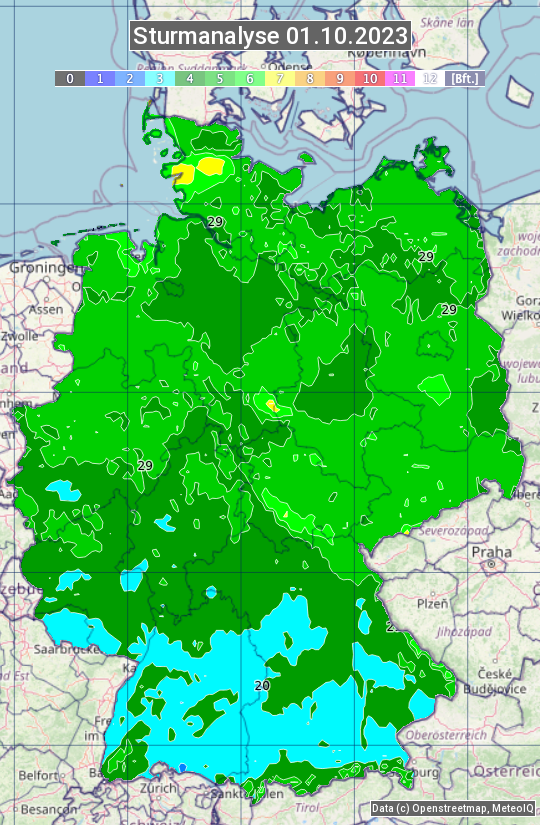 Karte mit Unwetteranalyse
