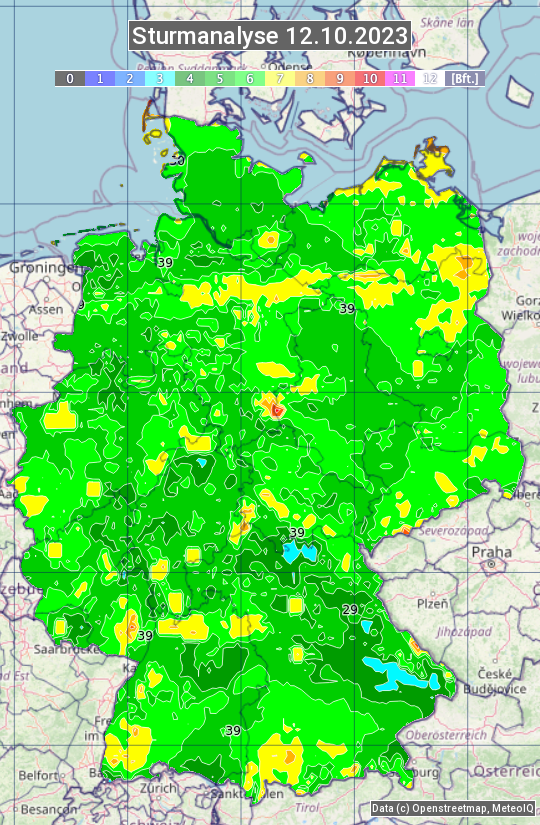 Karte mit Unwetteranalyse