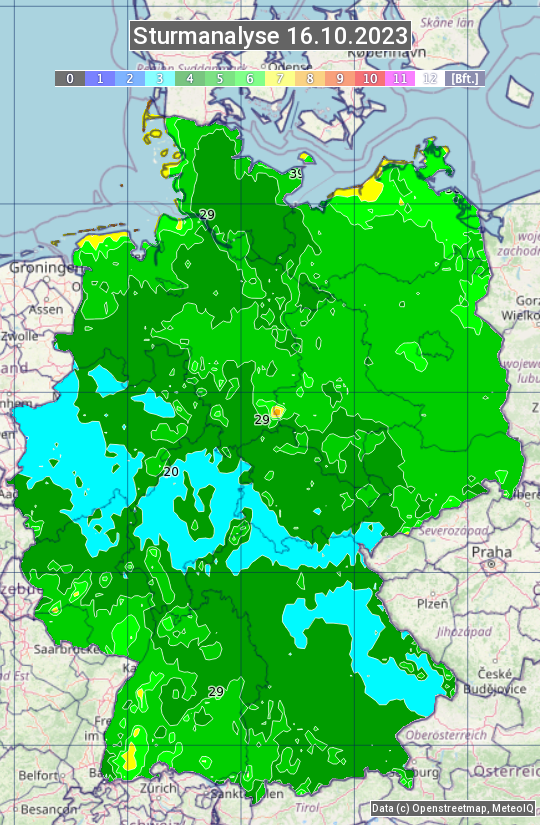 Karte mit Unwetteranalyse