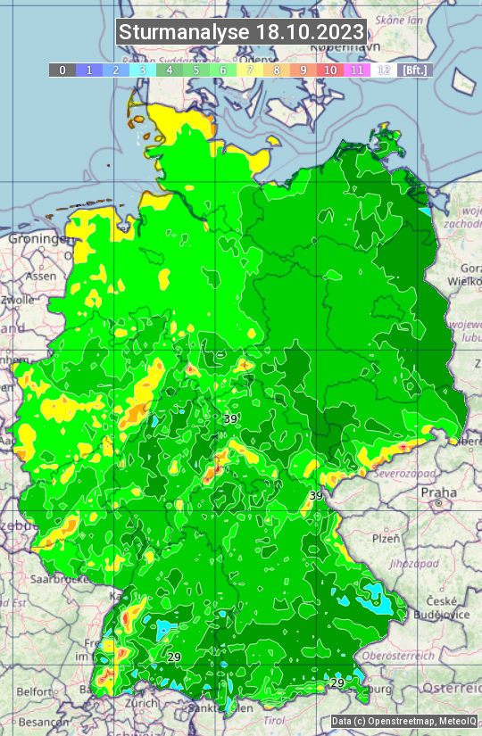 Karte mit Unwetteranalyse