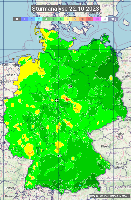 Karte mit Unwetteranalyse