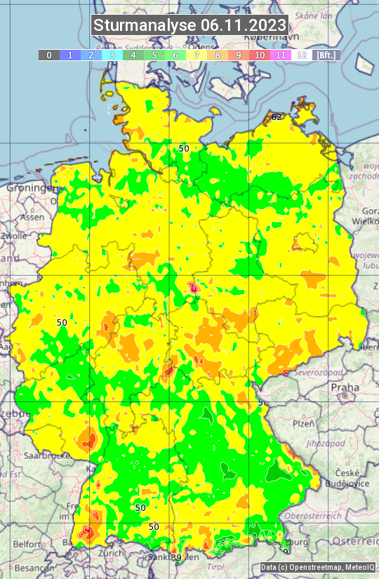 Karte mit Unwetteranalyse