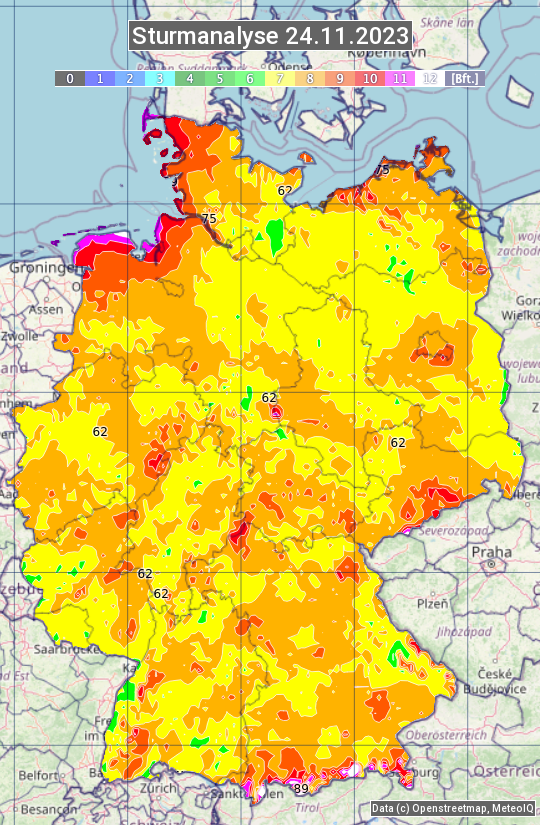 Karte mit Unwetteranalyse