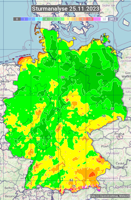 Karte mit Unwetteranalyse