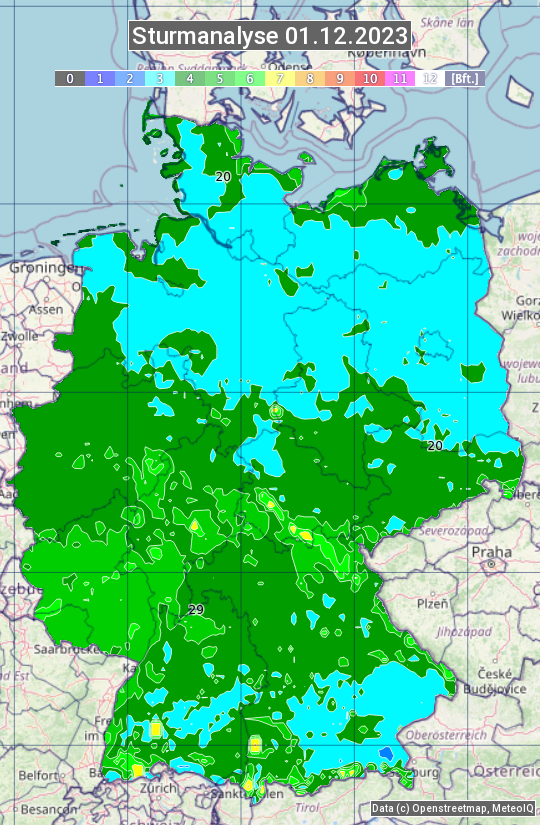 Karte mit Unwetteranalyse