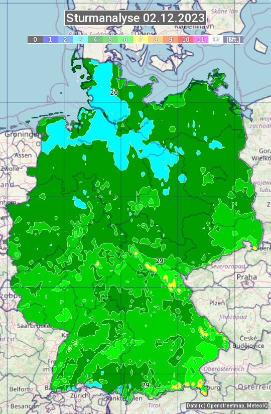 Karte mit Unwetteranalyse