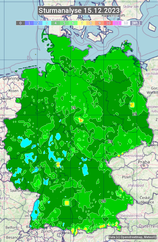 Karte mit Unwetteranalyse