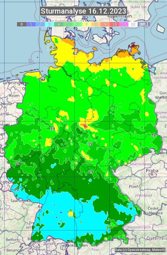 Karte mit Unwetteranalyse