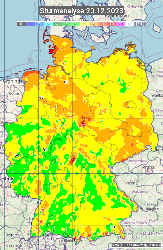 Karte mit Unwetteranalyse