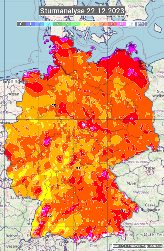 Karte mit Unwetteranalyse