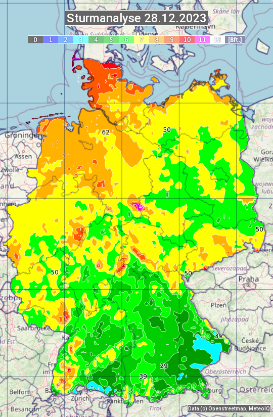 Karte mit Unwetteranalyse