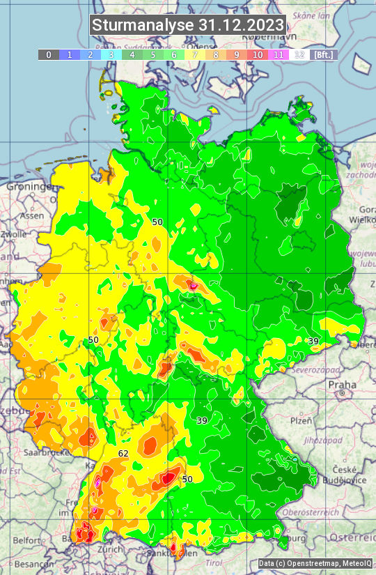 Karte mit Unwetteranalyse
