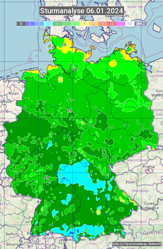 Karte mit Unwetteranalyse