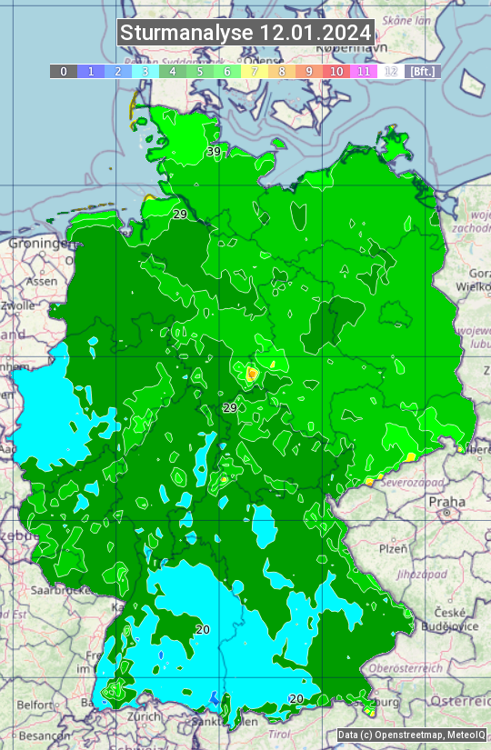Karte mit Unwetteranalyse