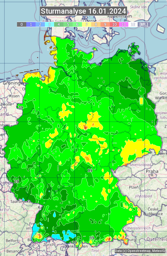 Karte mit Unwetteranalyse