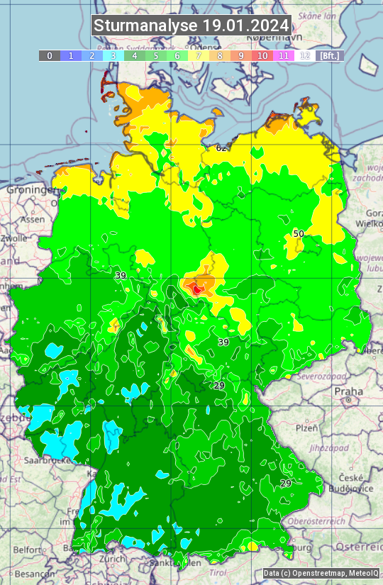Karte mit Unwetteranalyse