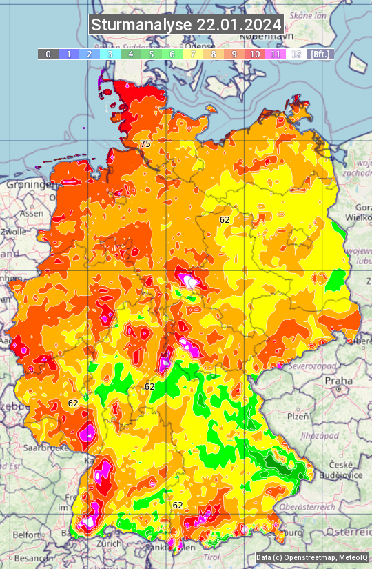 Karte mit Unwetteranalyse