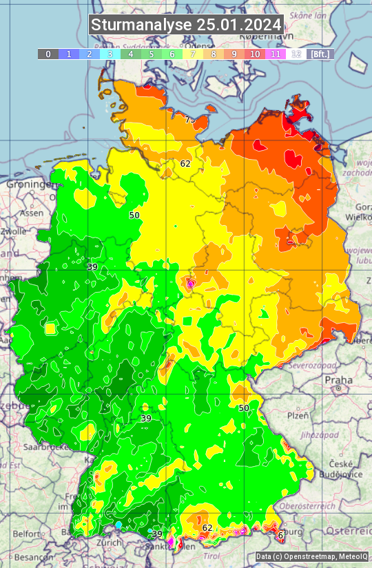 Karte mit Unwetteranalyse