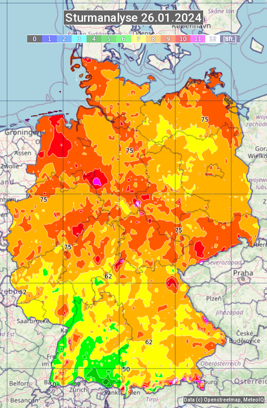 Karte mit Unwetteranalyse