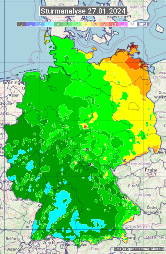 Karte mit Unwetteranalyse
