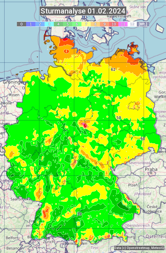 Karte mit Unwetteranalyse