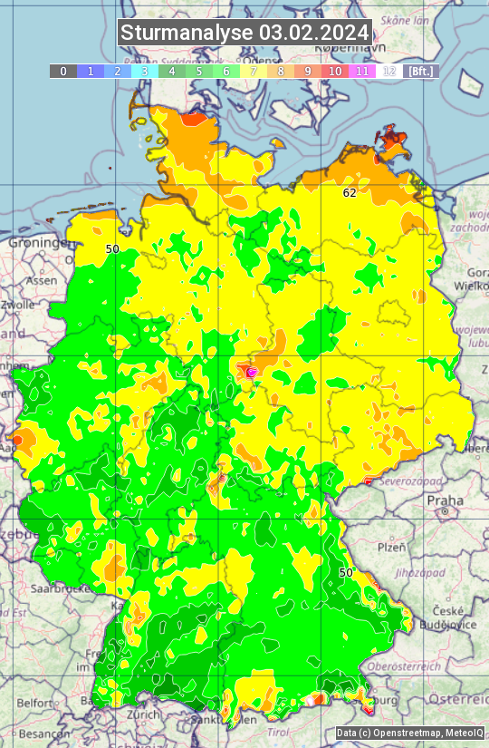 Karte mit Unwetteranalyse