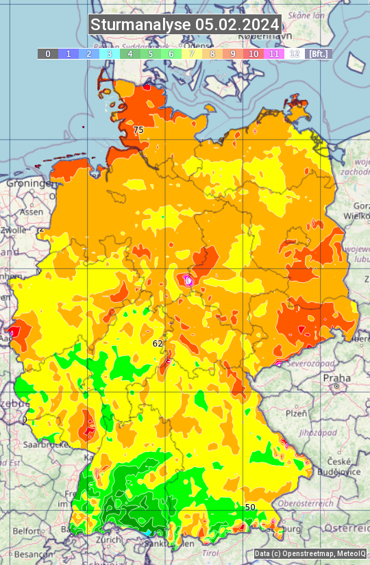 Karte mit Unwetteranalyse