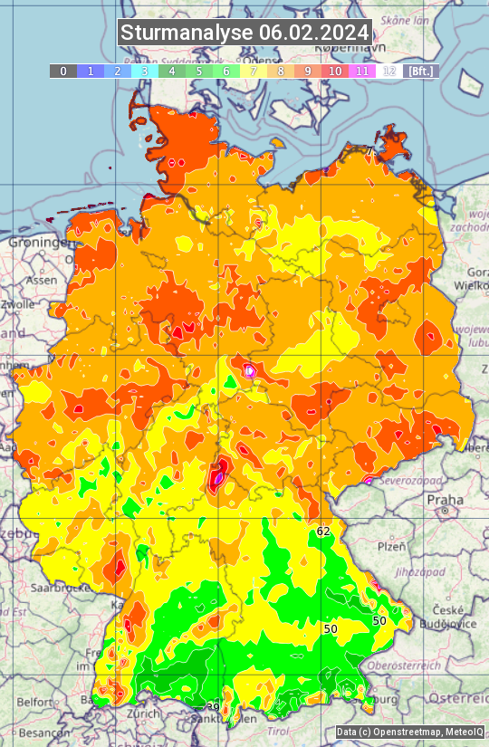 Karte mit Unwetteranalyse
