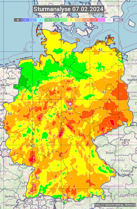 Karte mit Unwetteranalyse