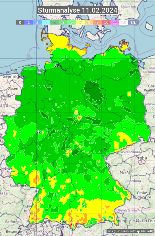 Karte mit Unwetteranalyse